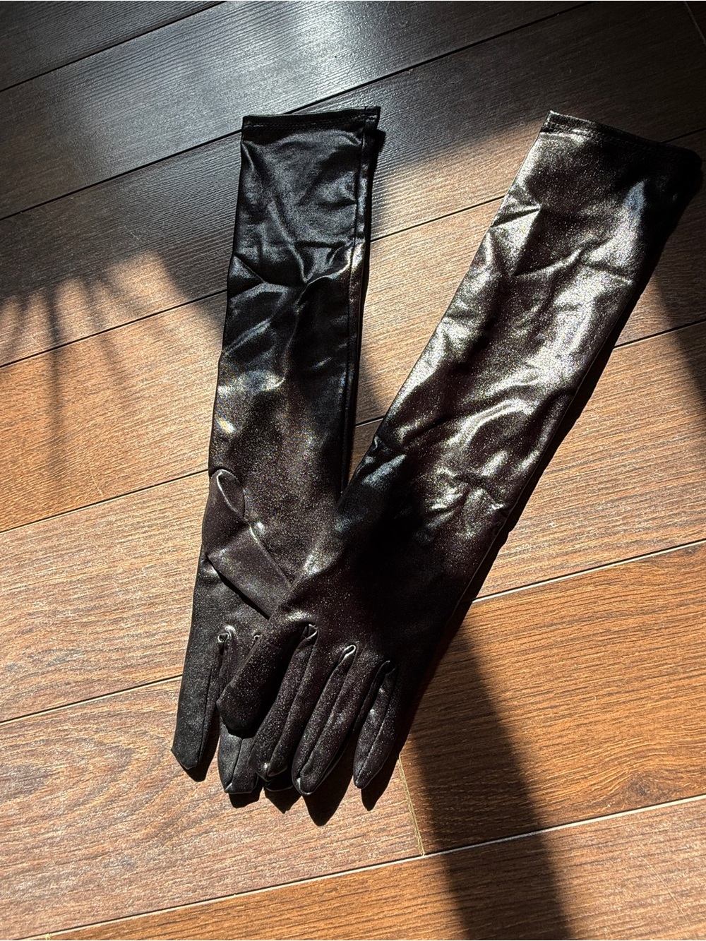 Premium Long Black Satin Opera Costume Gloves High Quality